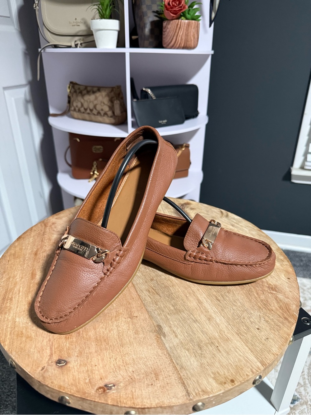 Coach Men's Leather Bit Loafers in Cognac Brown